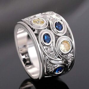 TWO TONE VIOLET HEART PROMISE RING S8